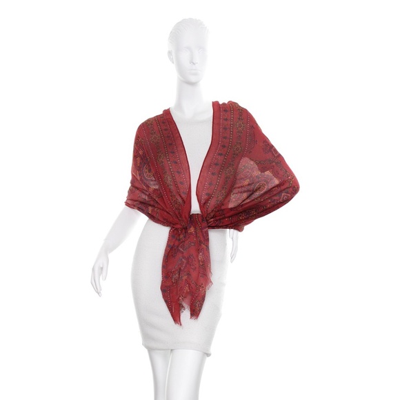 Florence Broadhurst Centrepoint Medallion Soft Twill Scarf : Red : New w/ Tags - Picture 1 of 1